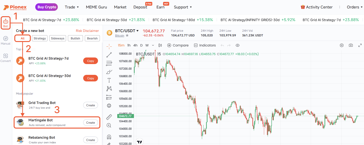Martingale (DCA) Bot - Standard Mode – Pionex US Help Center